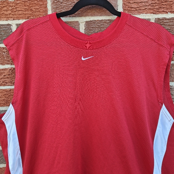 Nike Y2K Vintage Basketball Workout Mesh Sleeveless Shirt Red White Sz XXL Men's - Picture 3 of 9